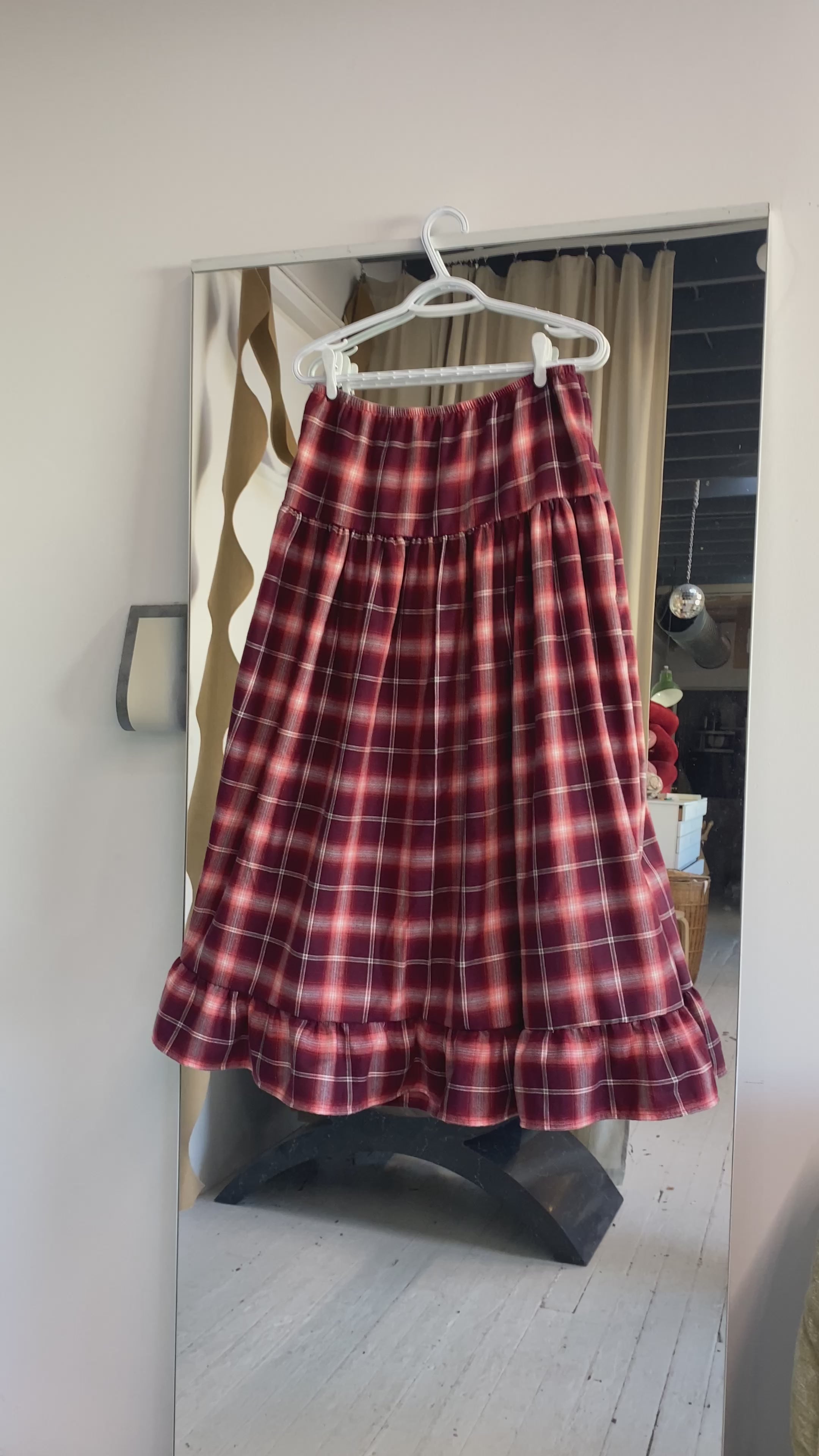 Gingham maroon skirt best sale